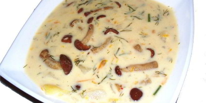Рецепт сырного супа с опятами