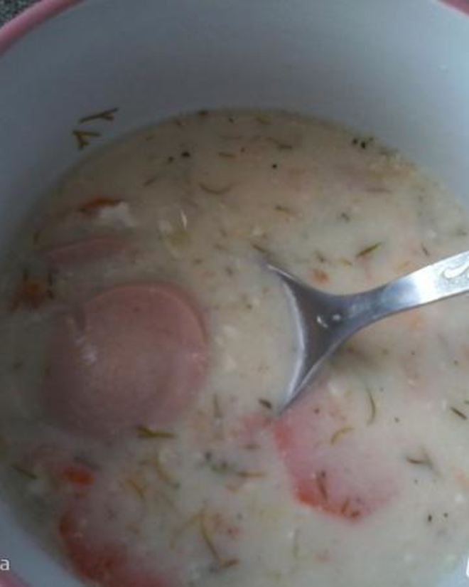 Рецепт сырного супа с сосисками