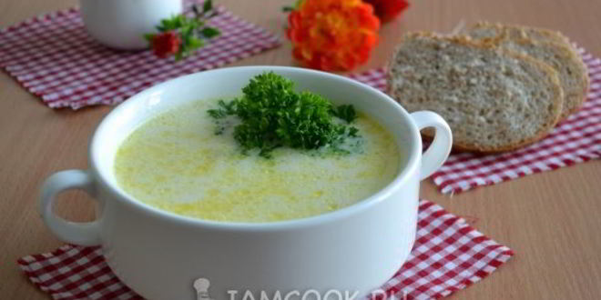 Рецепт сырного супа с зеленым горошком