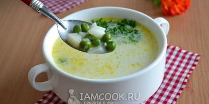 Шаг 9: сырного супа с зеленым горошком