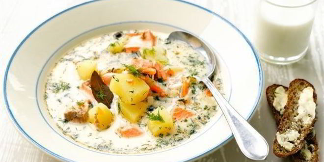 Рецепт традиционного финского сливочного супа с лососем