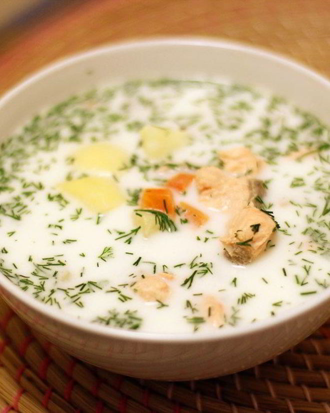 Рецепт традиционного финского сливочного супа с лососем