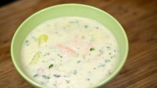 Рецепт Ухи со сливками из красной рыбы