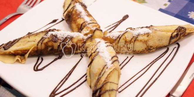 Рецепт Блинчиков с бананом и шоколадом