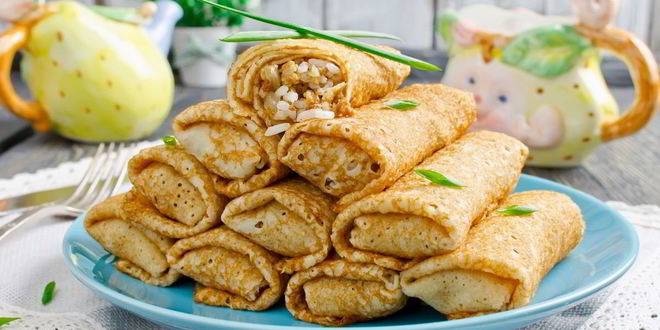 Рецепт блинчиков с рисом и мясом