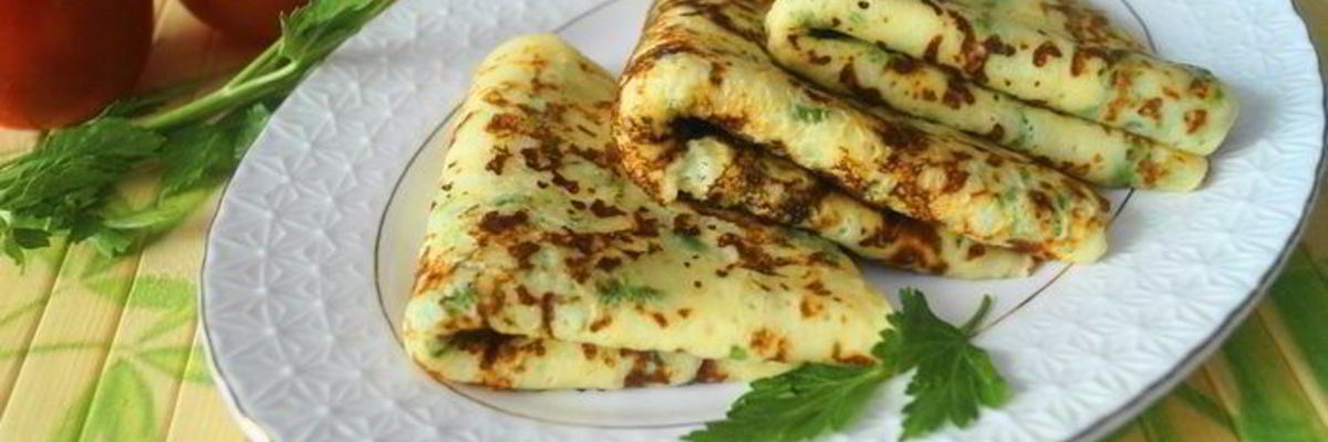 Рецепт Блинчиков с сыром и зеленью