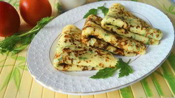 Рецепт Блинчиков с сыром и зеленью