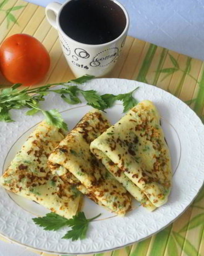 Рецепт блинчиков с сыром и зеленью