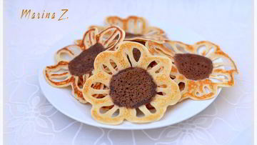 Рецепт Блинов-подсолнухов из заварного теста на топленом молоке