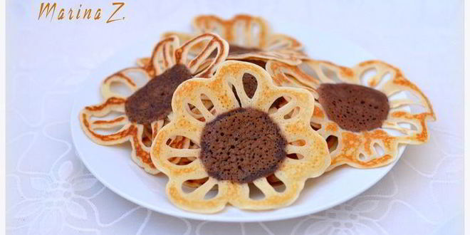 Рецепт Блинов-подсолнухов из заварного теста на топленом молоке