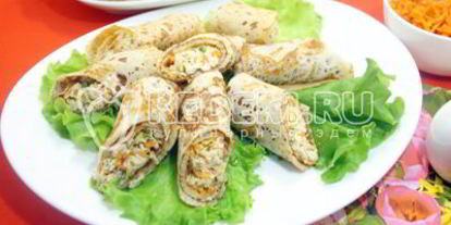 Шаг 10: блинов с курицей и морковью по-корейски