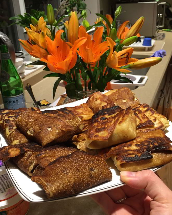 Рецепт блинов с мясом и грибами