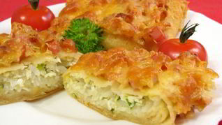 Рецепт Фаршированных блинов, запеченных с ветчиной и сыром