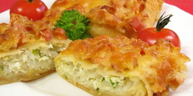 Рецепт Фаршированных блинов, запеченных с ветчиной и сыром