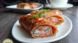 Рецепт Ржаных заварных блинов начиненных неркой, зеленью и творожным сыром