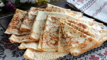 Рецепт Тонких блинов с дырочками на сыворотке