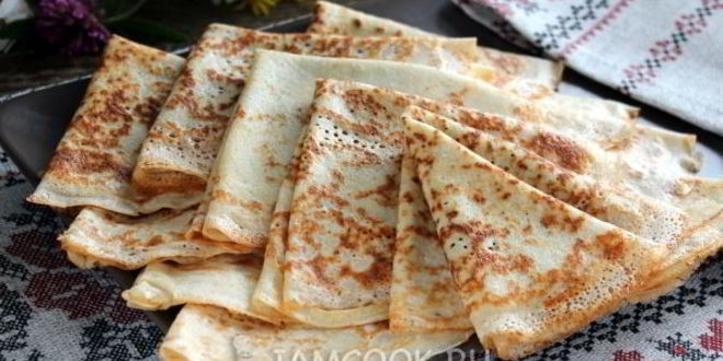 Рецепт Тонких блинов с дырочками на сыворотке