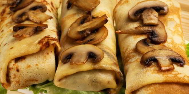 Рецепт Запеченных блинов с курицей и шампиньонами
