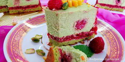 Шаг 17: фисташкового чизкейка с малиной