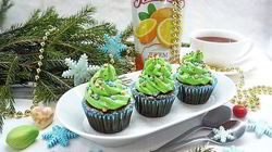 Рецепт Черемуховых капкейков с апельсиновым джемом и ванильным кремом