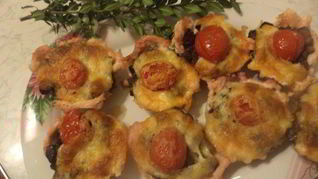 Рецепт Кексов из куриного филе с шампиньонами и сулугуни