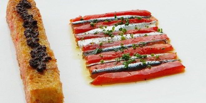 Рецепт Анчоусов и сладкий перец, маринованные в оливковом масле с перцем