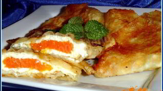 Рецепт Конвертиков из лаваша с тыквенно-творожной начинкой