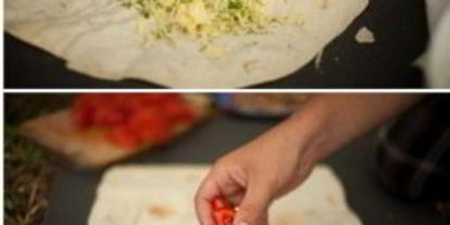 Шаг 3: лаваша с адыгейским сыром и зеленью