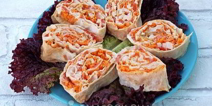 Шаг 11: лаваша с корейской морковкой и ветчиной