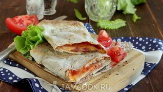 Рецепт Лаваша с ветчиной и сыром в духовке