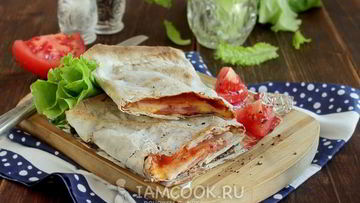 Рецепт Лаваша с ветчиной и сыром в духовке