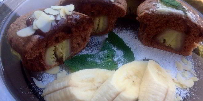 Рецепт шоколадных маффинов с бананом