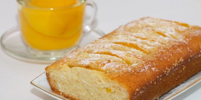 Рецепт Постного кекса-манника с кокосом и персиками