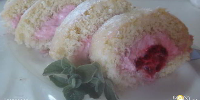Рецепт мини-швейцарских рулетиков с малиной