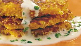 Рецепт Морковных оладий с сырным соусом