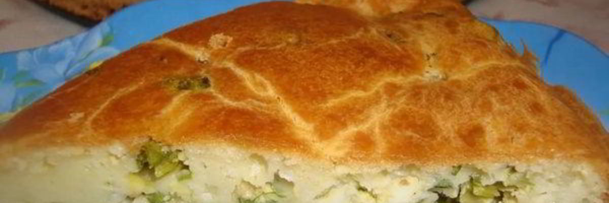 Рецепт Быстрого заливного пирога на кефире с зеленым луком