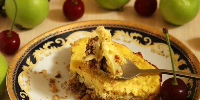 Рецепт овсяного пирога с йогуртовой заливкой