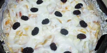 Шаг 5: песочного пирога с фруктами и белковой прослойкой