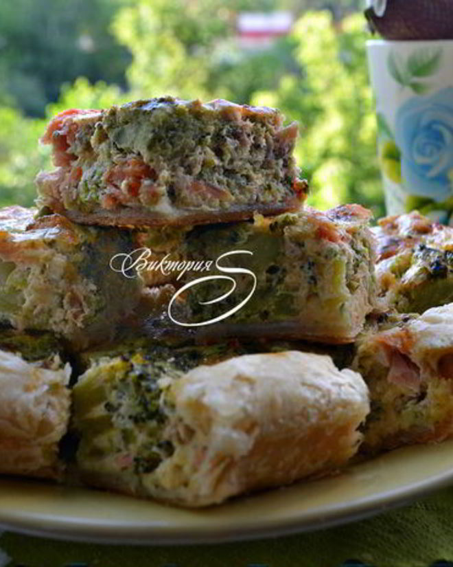 Рецепт пирога с брокколи и горбушей