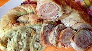 Рецепт Слоеных пирогов-рулетов с несладкими начинками