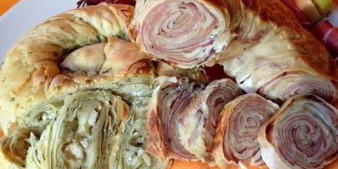 Рецепт слоеных пирогов-рулетов с несладкими начинками