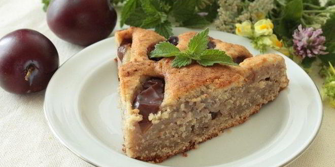 Рецепт Творожно-орехового пирог со сливами