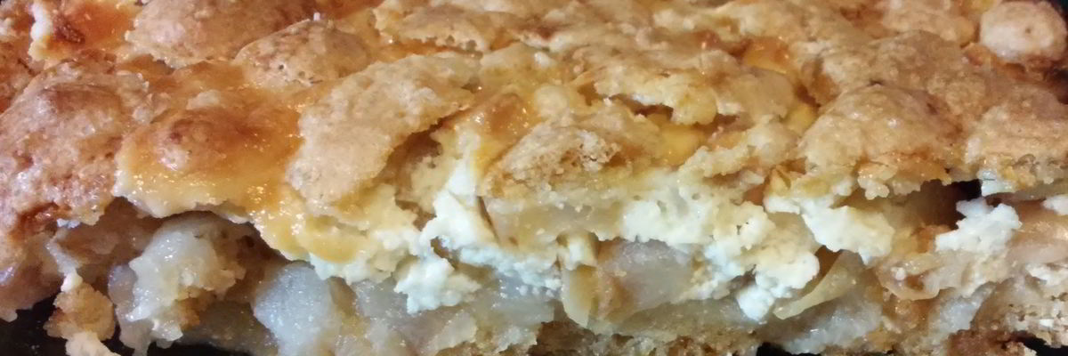 Рецепт Яблочного пирога с творожной заливкой на песочном тесте