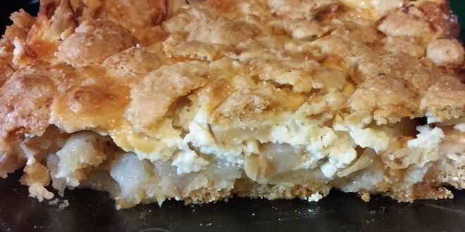 Рецепт Яблочного пирога с творожной заливкой на песочном тесте