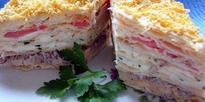 Рецепт Закусочного пирога с консервой