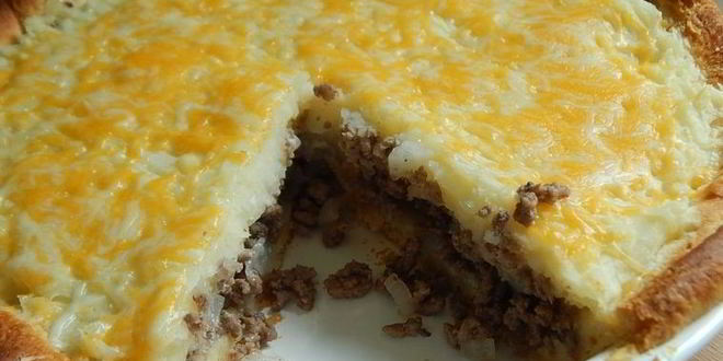 Рецепт заливного пирога с мясом и картошкой