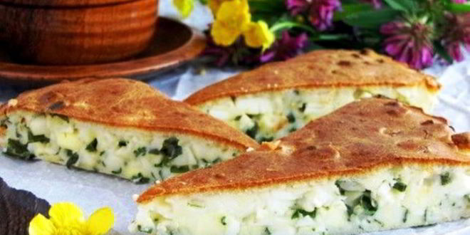 Рецепт Заливного пирога с зеленым луком и яйцом
