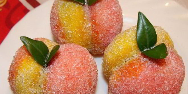 Рецепт Пирожного Персики со сметанным кремом