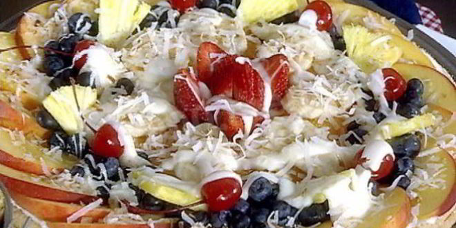 Рецепт Фруктовой сладкой пиццы с фруктами