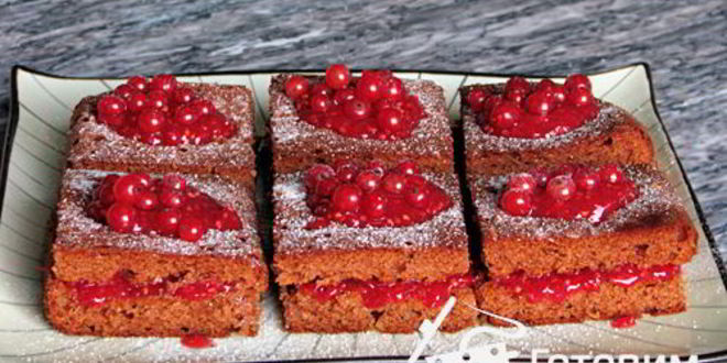 Рецепт Пряничных квадратиков с красной смородиной